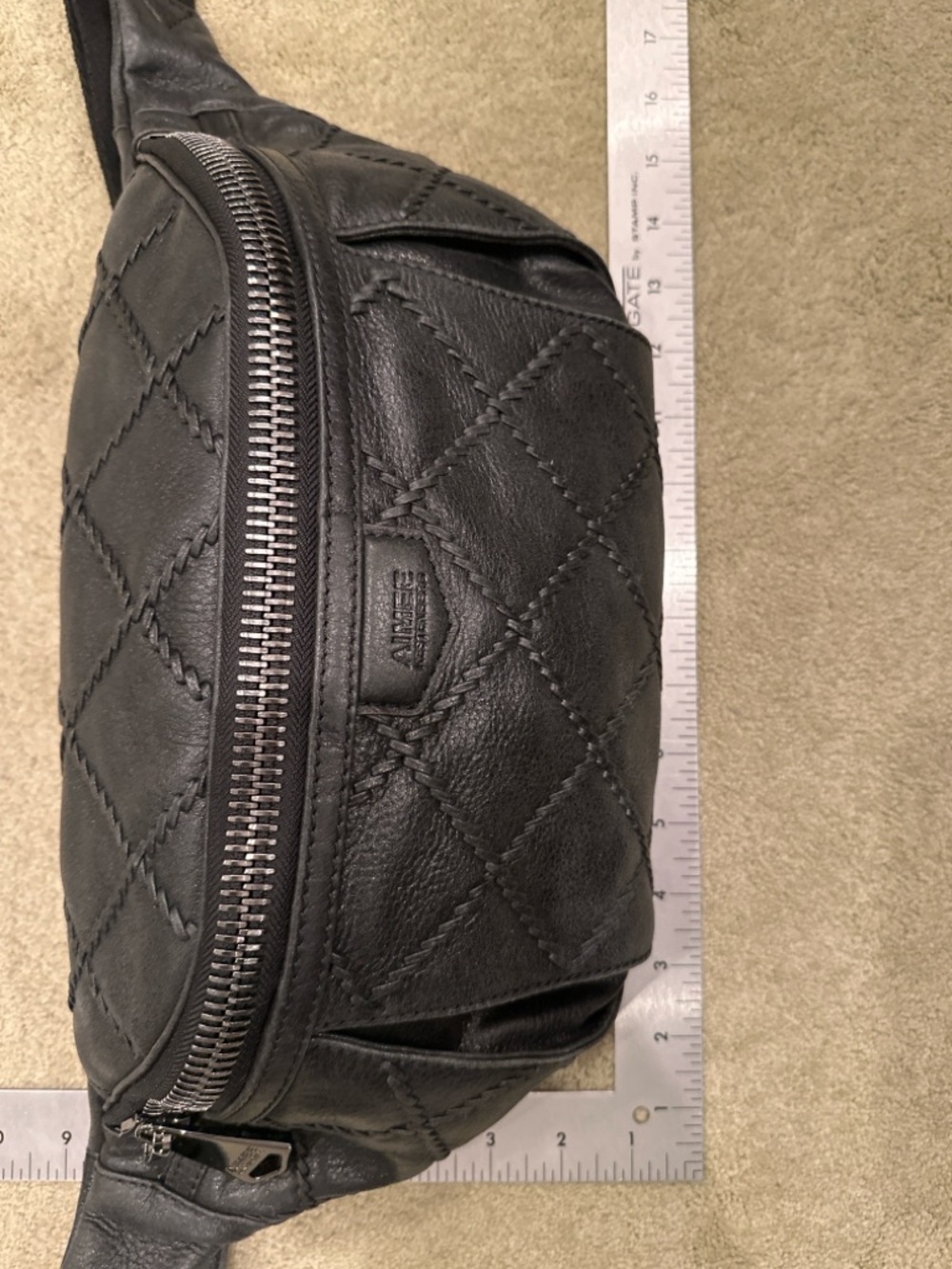 Aimee Kestenberg Black Leather Quilted Belt Bag Crossbody Fanny Pack Large - Picture 10 of 12
